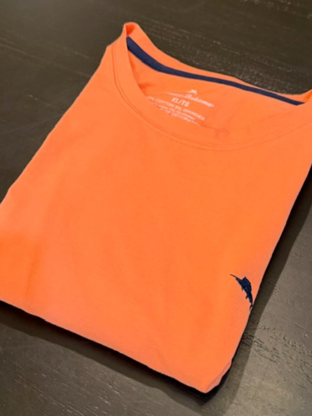 Tommy Bahama Men XL Orange Pima Cotton Stretch T Shirt Crew Neck Casual Tee